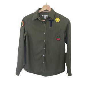 Vintage Style Army Green Tractr Long Sleeve Button Down Shirt Size 10/12